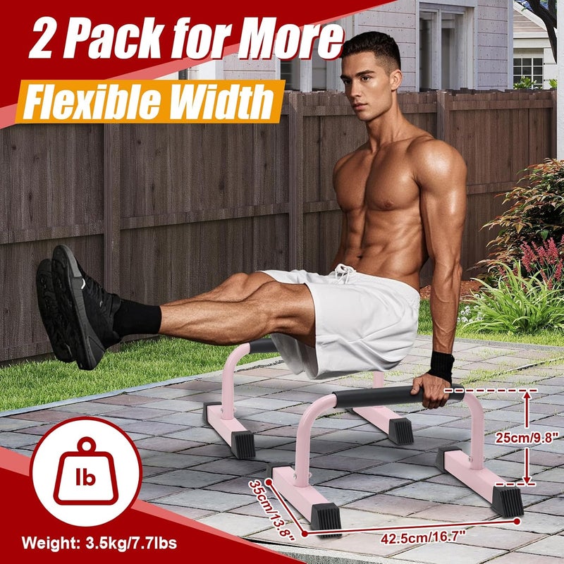 ETICSIPA Push Up Bars: Sweat-resistant Parallettes Bar for Handstands L-sit & Dip, No Wobbling Strength Training Pushup Stands for Women Men Workout Core Exercise at Home Floor Gym - Image 5
